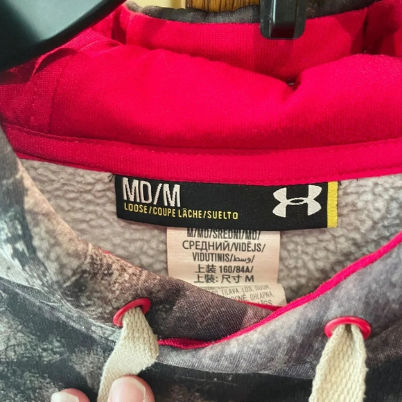 Under Armour Mossy Oak women’s camo pullover hoodie SZ M camo & pink - Picture 5 of 14
